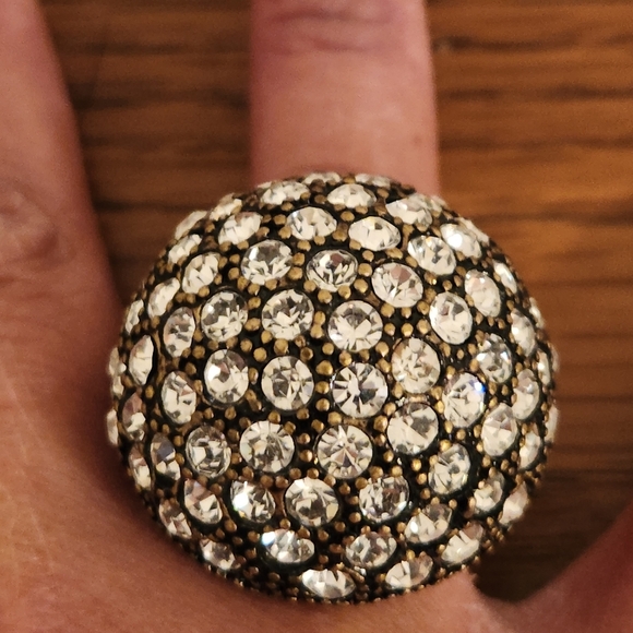 Y2K 1990s Pave Rhinestone Stretch Ring - Picture 6 of 10